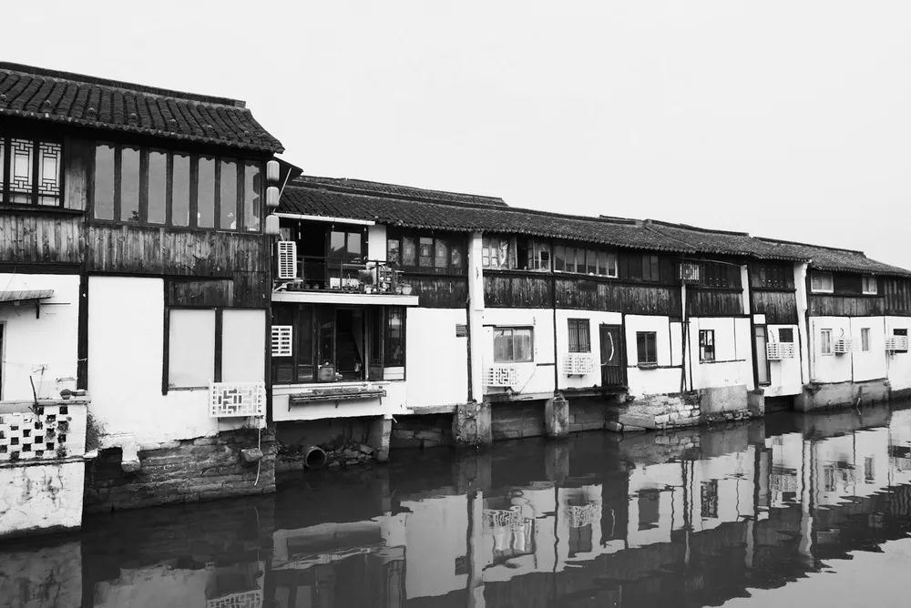 Traditional buildings and a quiet canal in a Chinese water town